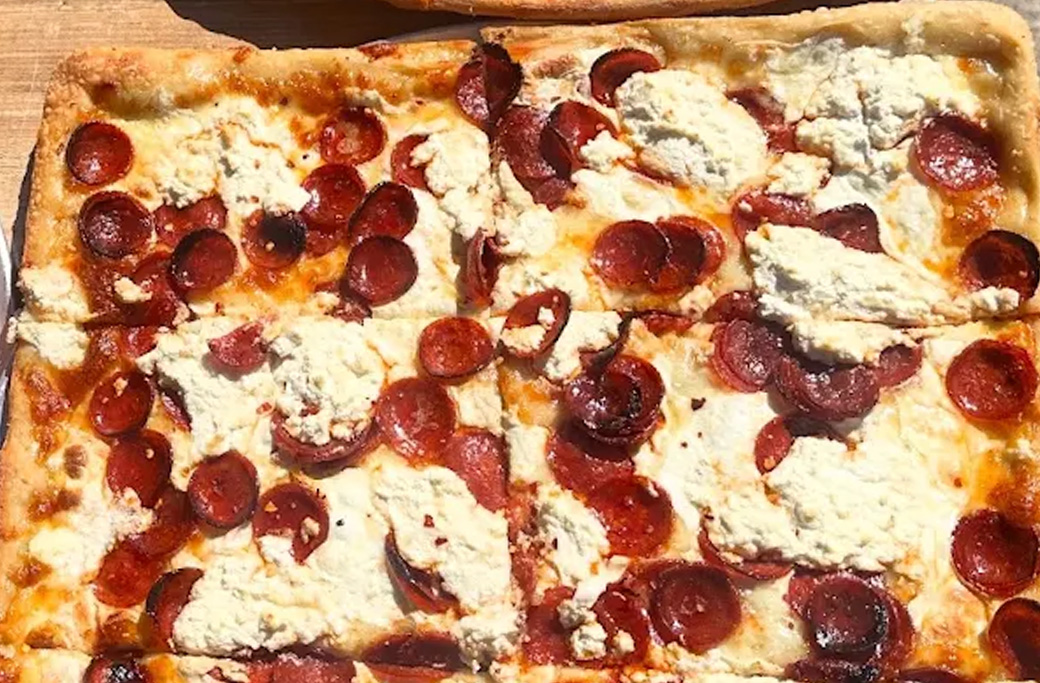 Sicilian Pizza showing crust style